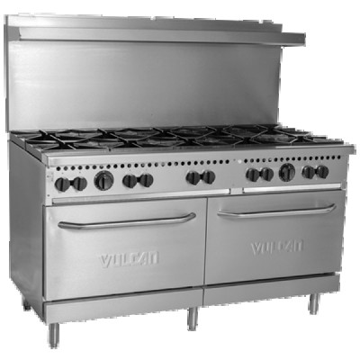 Vulcan SX60-10B Gas Range, 2 Standard Ovens, 10 Open Top Burners