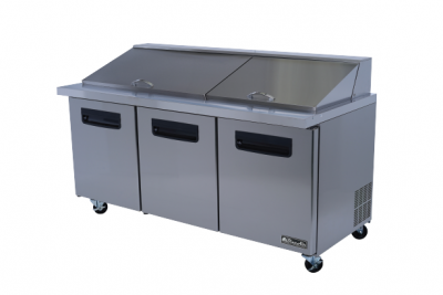 Blue Air BLMT72-HC 3 Doors All Stainless Prep. Table with 30 Pans / Mega top, 72in.