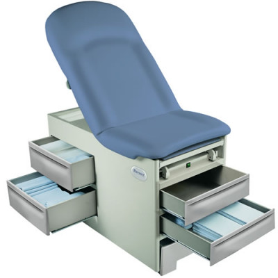 Brewer Flex Access Exam Table with standard upholstery and Power Back base.
