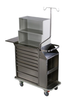Harloff 6025 Deluxe Stainless Steel Cast Cart W/ Top Compartment