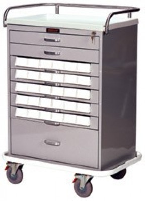 Harloff VL30 Economy Medication Bin Cart W/Key Lock & Bin Package 