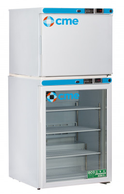 CME CMEB-REF/FRZ-7-SG 7 Cu. Ft. Premier Pharmacy Combination Refrigerator/Freezer; Glass Door Refrigerator/Solid Door Freezer