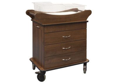 Amico BB-MLD3-21-CPCFTMTW Bassinet - Twin, Marco Series, 3-Drawers, Laminate, Chart Holder, Flip Up Surface, Tub & Mattress