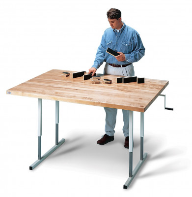 Hausmann 4326 Deluxe Crank Hi-Lo Butcher Block Work Table