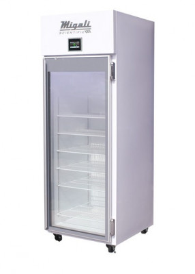 Migali EVOX-1RG 25 Cu Ft Locking Triple Pane Heated Glass Door Pharmacy Refrigerator