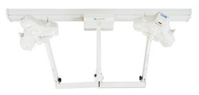 Burton OP216DT Outpatient LI Fasttrac Ceiling Mount Light W/ Double Head + Single Trolley