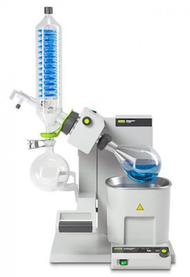 Buchi Rotavapor R-300 Rotary Evaporator with 1L Water Bath Electronic Lift Vertical Reflux (S) Glass Assembly SJ 24/40 joint