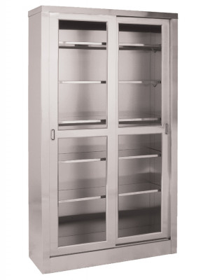 UMF Medical SS7816 Large Stainless Steel Storage & Supply Cabinet W/ Sliding Doors